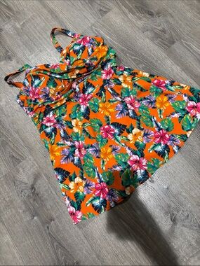 d&CO. Beach Tropical Orange Floral Swim Dress